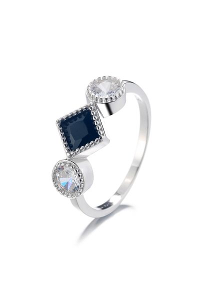 delis Inel Argint 925, Jw1353, Model Elegant Cu Piatra Albastra, Placat Cu Rodiu