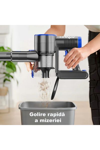 Tinklu Aspirator Vertical Fara Fir Cu Functie De Mop, 150W, Fara Sac, 2 Trepte, Filtre Hepa, Tinklu, Gri