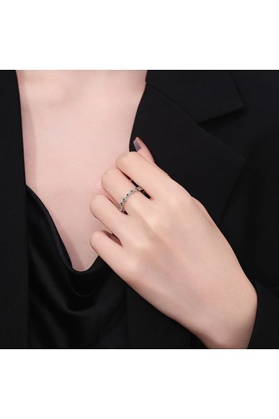 delis Inel Argint 925, Jw1373, Model Elegant Cu Pietre Verzi, Placat Cu Rodiu