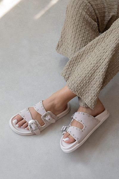 STRASWANS Gavi Women's Drop Detail Daily Comfort Suede Slippers Beige