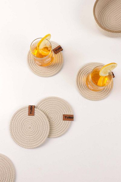 Pikas Decorative Snail Jute Woven Coaster, 6-Piece Coaster