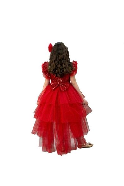 MARMARA FIRSAT Girl's Short Front and Long Back Sequin Sequin Evening Dress