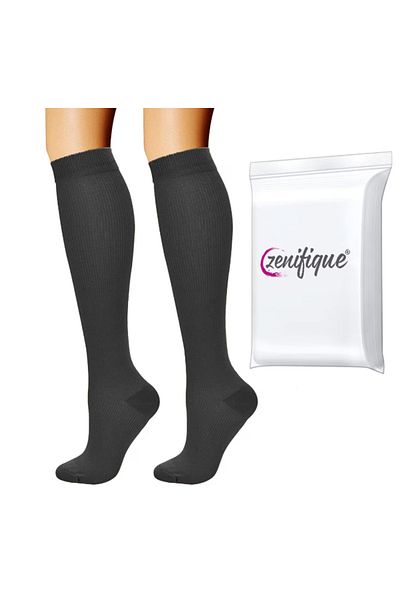 zenifique Set of 2 Zenifique Compression Socks, Compression Stockings, Black, Size S-M