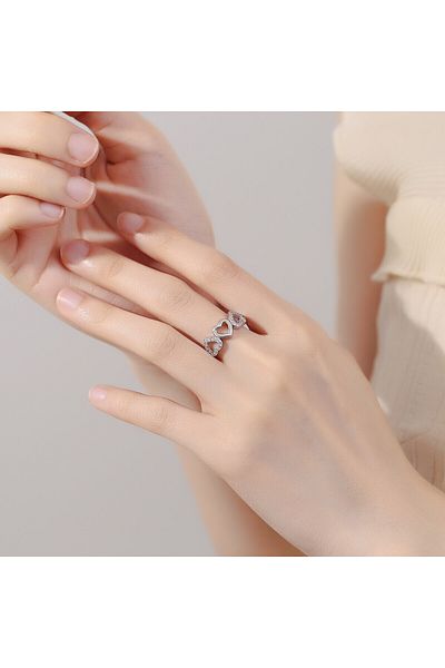 delis Inel Argint 925, Jw882, Model Inimioare, Placat Cu Rodiu