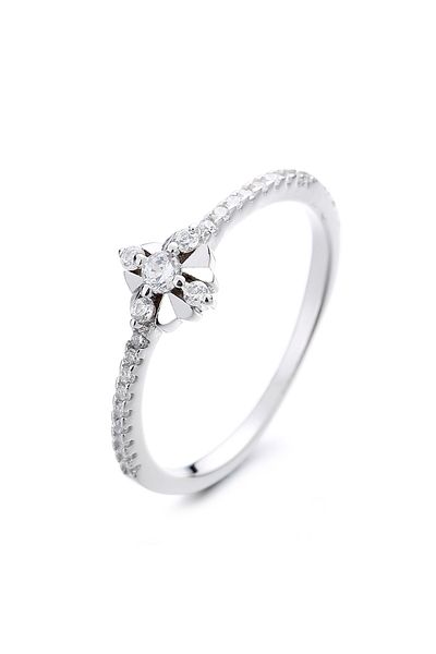 delis Inel Argint 925, Jw1328, Model Floare, Placat Cu Rodiu