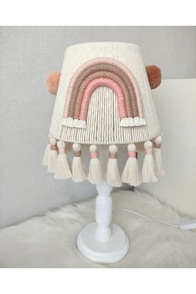 Tasarı Sanatı Baby / Kids Room Macrame Special Design Lampshade Lighting (Wooden Foot)