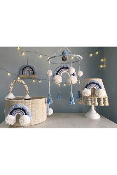 Tasarı Sanatı Bebek/çocuk Odası Özel Tasarım Makrome Avize-dönence- Abajur(AHŞAP AYAKTIR) 3lü Set