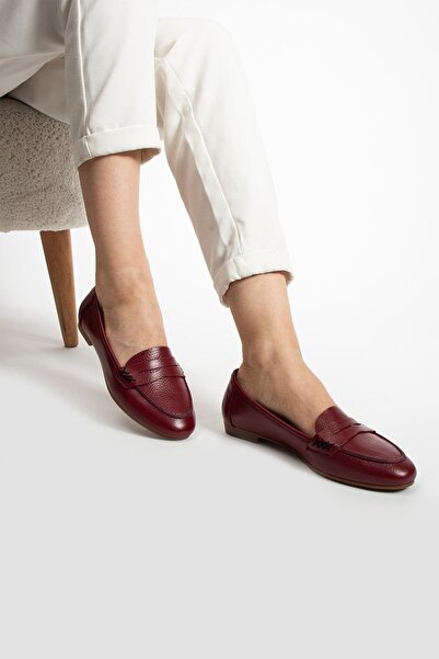 FOLLİNİ Bordo crvena Prava koža Žene Baletanke