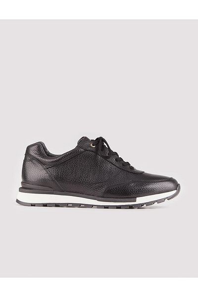 Cabani Genuine Leather Black Lace-Up Men's Sports Shoes