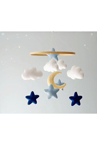 beberinos Ay Yıldız %100 El Yapımı Bebek Beşik Süsü Dönence