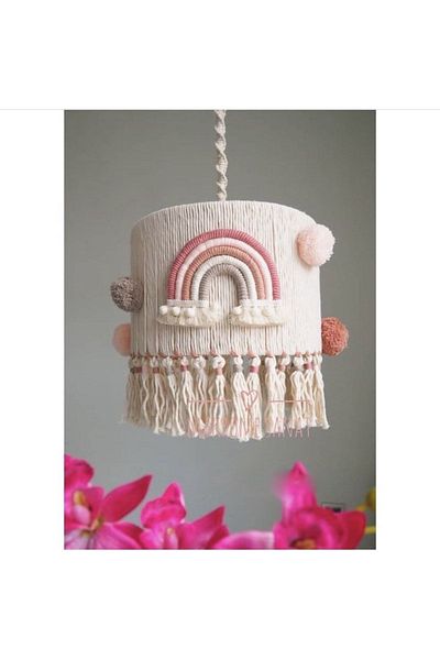 Tasarı Sanatı Girl-Boy Baby Room - Macrame Rainbow Chandelier with Lampholder