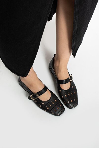 FOLLİNİ Balerini negri din piele naturală pentru femei