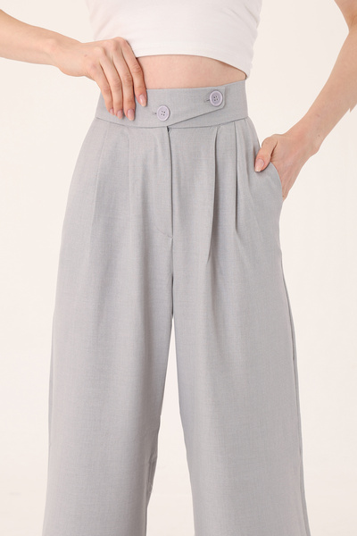 polle Keten Karışımlı Kore Model Palazzo Pantolon