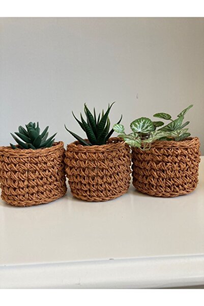 Tasarı Sanatı Ev Dekorasyon 3lü Sepet Saksılık Çok Amaçlı Kullanım (8cm)