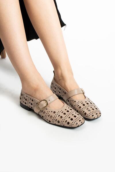 FOLLİNİ Mink Women's Genuine Leather Ballerinas