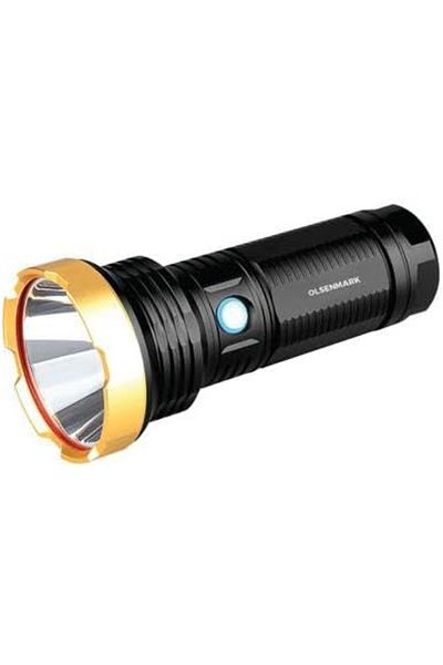 Olsenmark Rechargeable LED Flashlight - SST40 20W, 5500-12000 Lumens, 240 Min Runtime, Aircraft Aluminum