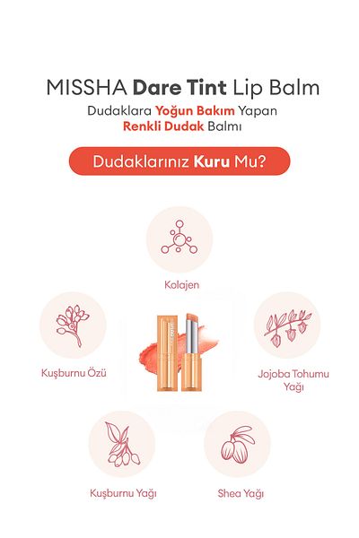 Missha Colored Lip Balm Dare Tint Lip Balm That Cares Intensively for Lips (03 Coral Look)