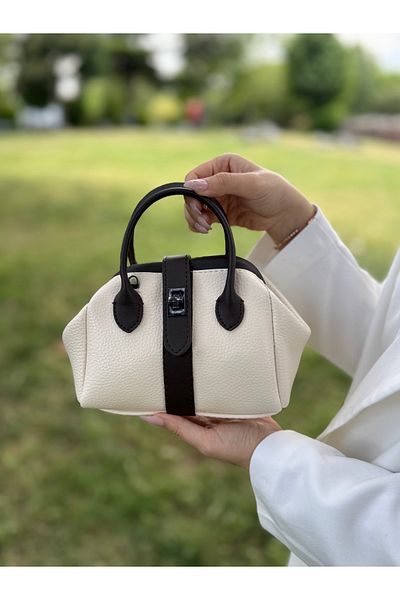 DEV 3 ADAM Nçs Cream Brown Mini Women's Hand and Shoulder Bag - Minimal of Elegance (En:18~Boy:13)