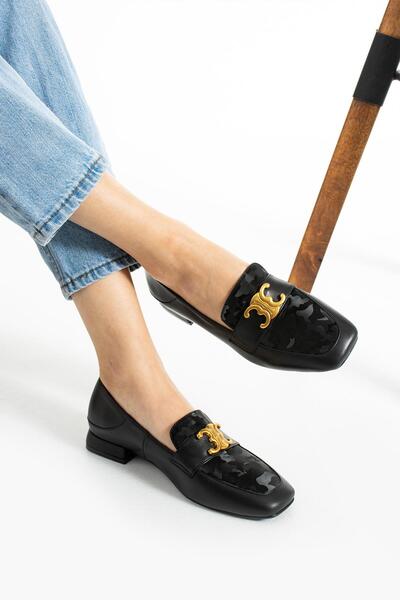 FOLLİNİ Γυναικεία Μαύρα Παπούτσια από Γνήσιο Δέρμα Κλασικά Παπούτσια με Λεπτο...