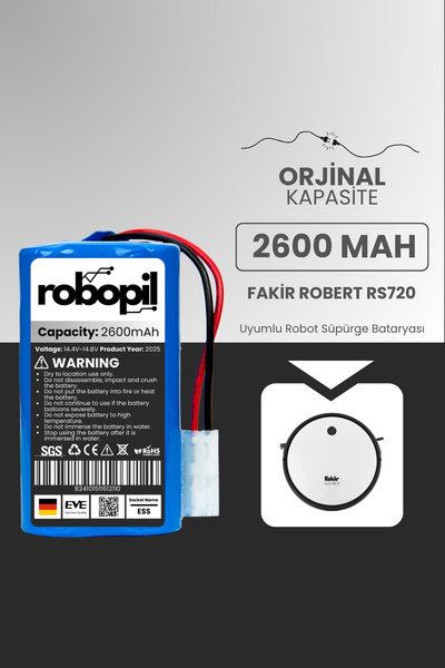 ROBOPİL Fakir Robert Iı Rs720 Pil Batarya [orjinal Kapasite] 2600mah Akıllı R...