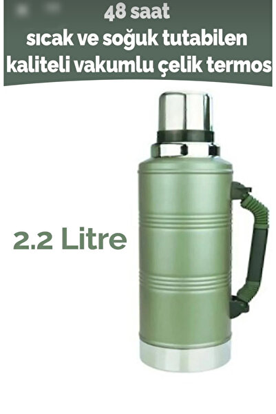 çaymekani 2.2 Lt Gınt Termos Paslanmaz Çelik 48 Saat Soğuk Sıcak Tutma Garantili Dağcı Avcı
