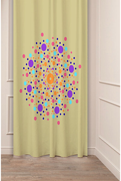 GREENDECOR شكل هندسي مربع أخضر بيج منقوش تصميم خاص مطبوع رقميًا (جناح واحد) س...