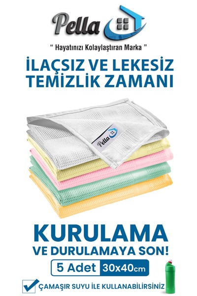 Pella Shop 5 bucăți cârpă de curățare din microfibră 40x30cm - culori noi