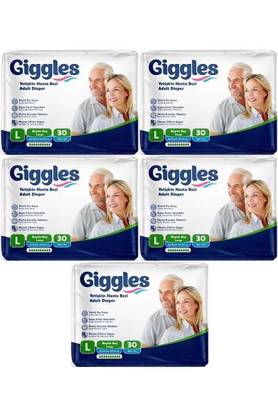 giggles Adult Waistband Diapers - Large (L) 150 Pieces (5Pk*30)