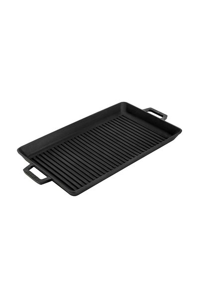 Lava Cast Rectangular Grill Pan Cast Iron Solid Double Handle Size 26x45cm