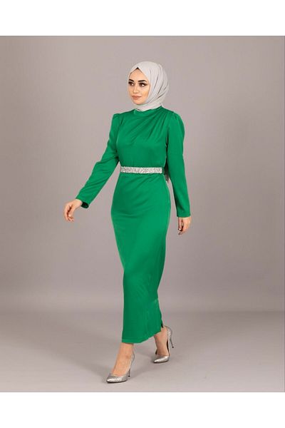 Stilife 4765 STYLE BELTED SATIN DRESS