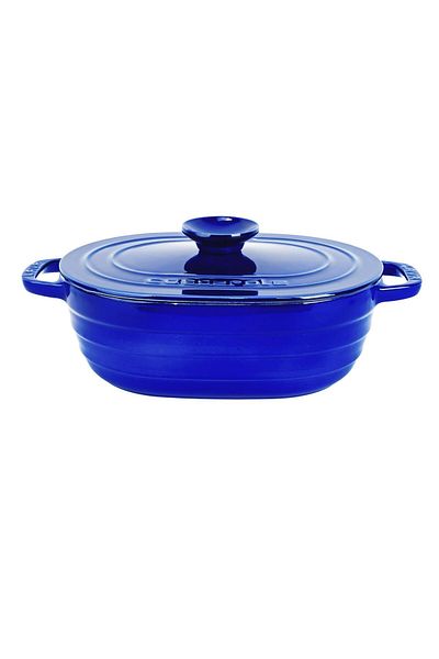 Lava Cast Oval Pot Cast Iron Cover Experience Majolik Series Dimensions 24x33cm.