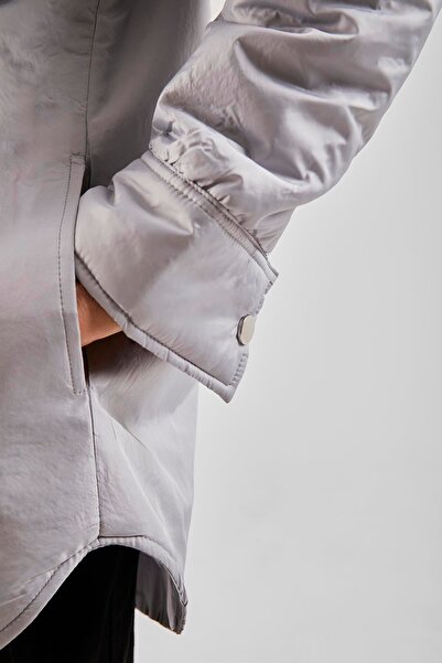 Flaw Wear Gray Shirt Look Coat with Front Pockets