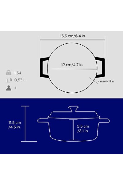 Lava Döküm Yuvarlak Tencere. Trendy Çap(Ø) 12cm.