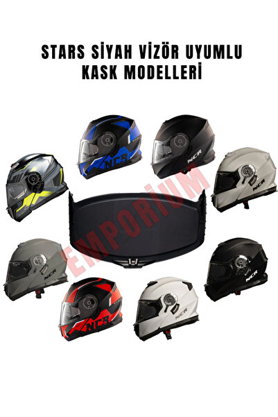 NCR Stars Çene Açılır Siyah Vizör Camı