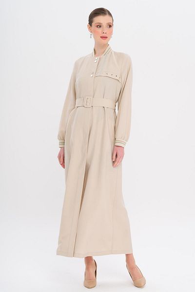 Olcay Rib Detailed Unlined Modal Overcoat Stone 6744