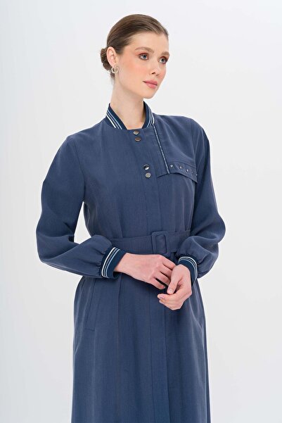 Olcay Gerippter, detaillierter, ungefütterter Modal-Überzieher INDIGO 6744