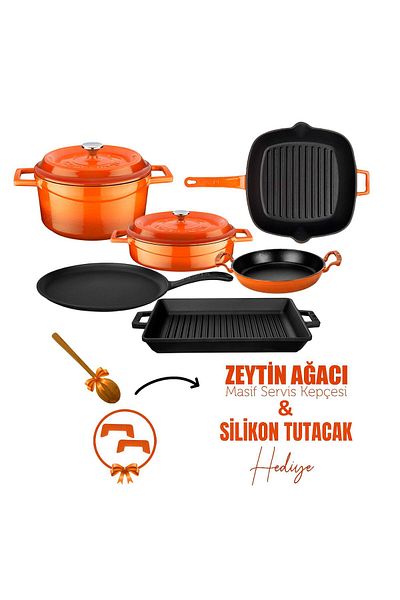 Lava Cast Iron 6X Trendy Series 8 Piece Cookware & Pans Set