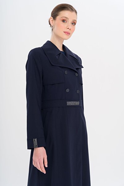 Olcay Selyemgallér kő és gyöngy részletesen bélelt fedőlap SÖTÉTKÉK 6753