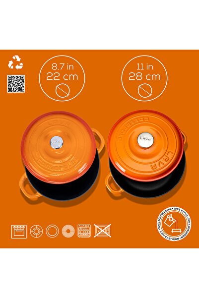 Lava Döküm 2x New Heritage Serisi Döküm Demir Tencere Tava Seti