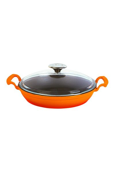 Lava 24cm Cast Round Pan - Glass Lid, Double Handle Iron Solid