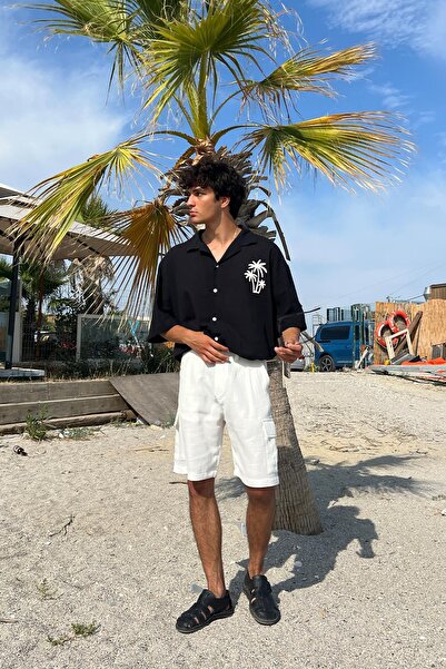 Flaw Wear White Linen Shorts - Finest Cargo Pocket