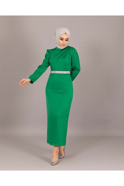 Stilife 4765 STYLE BELTED SATIN DRESS
