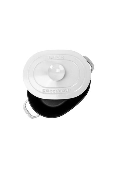 Lava Cast Oval Pot Cast Iron Cover Experience Majolik Series Dimensions 24x33cm.