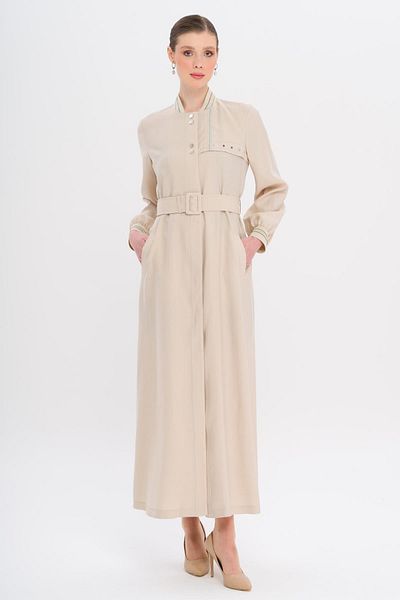 Olcay Rib Detailed Unlined Modal Overcoat Stone 6744