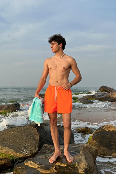 Flaw Wear Orange Basic Swim Shorts