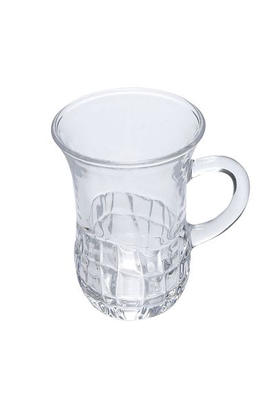 Alsaif Gallery Al Saif Gallery Max glass tea cups set, with handle, 6 pieces - transparent