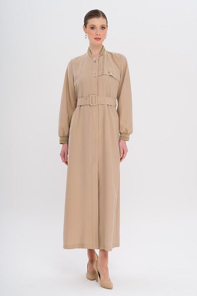 Olcay Rib Detailed Unlined Modal Overcoat Bej 6744