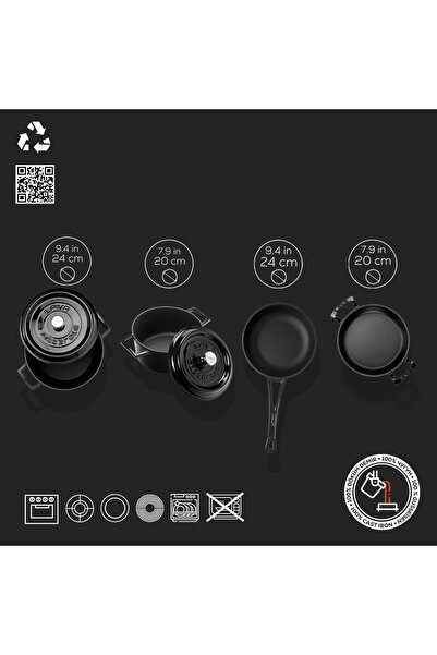 Lava Döküm 4x Trendy Serisi 7 Parça Tencere & Tava Seti