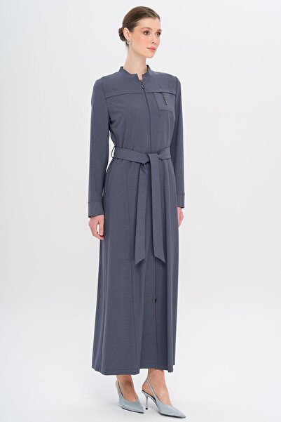 Olcay Richterkragen, Reißverschluss, Muster, detaillierter, ungefütterter Überzieher, Indigo 6715