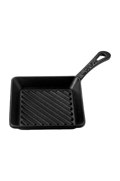 Lava Cast Mini Square Grill Pan Cast Iron Solid Handle Size 16x16cm